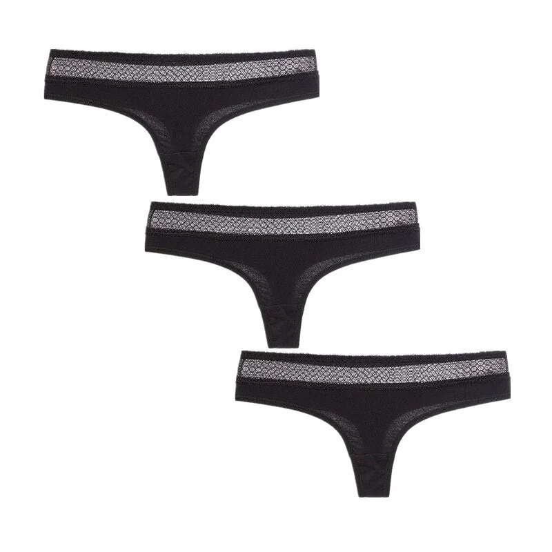3Pcs/Lot Women G-String Cotton Thongs Solid Sexy Panties Lace Underwear Female T-back Underpants Girls Bikini Panty Thongs 2020