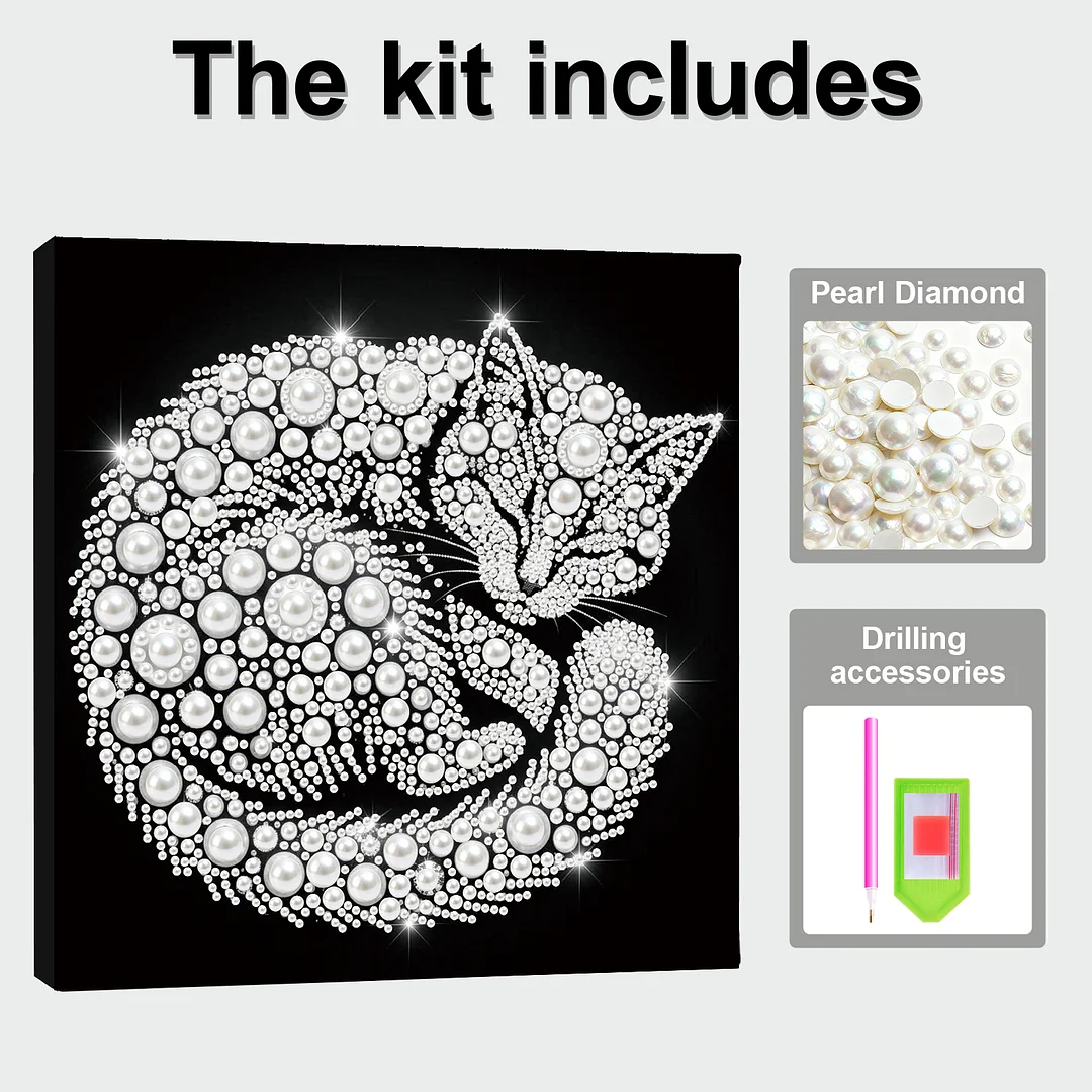 Cat - DIY Pearl Diamond Art Kit With Frame 25*25cm