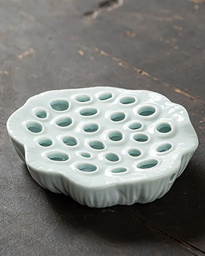Handmade Retro Lotus Porcelain Tea Tray