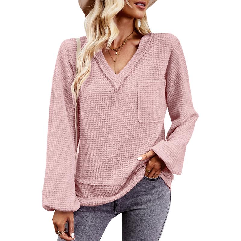 ZANZEA 2024 Holiday V-Neck Female Blusas Summer Women Long Sleeve Shirts Blouse Elegant Waffle Solid Blouse Casual Looses Tops