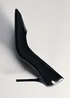 Women's 9cm Heel Elegant Black Leather Pointed Toe Stiletto Heel Shoe