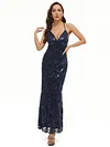 Evening Wrap A-Line Backless Embroidered V-Neck Maxi Dress