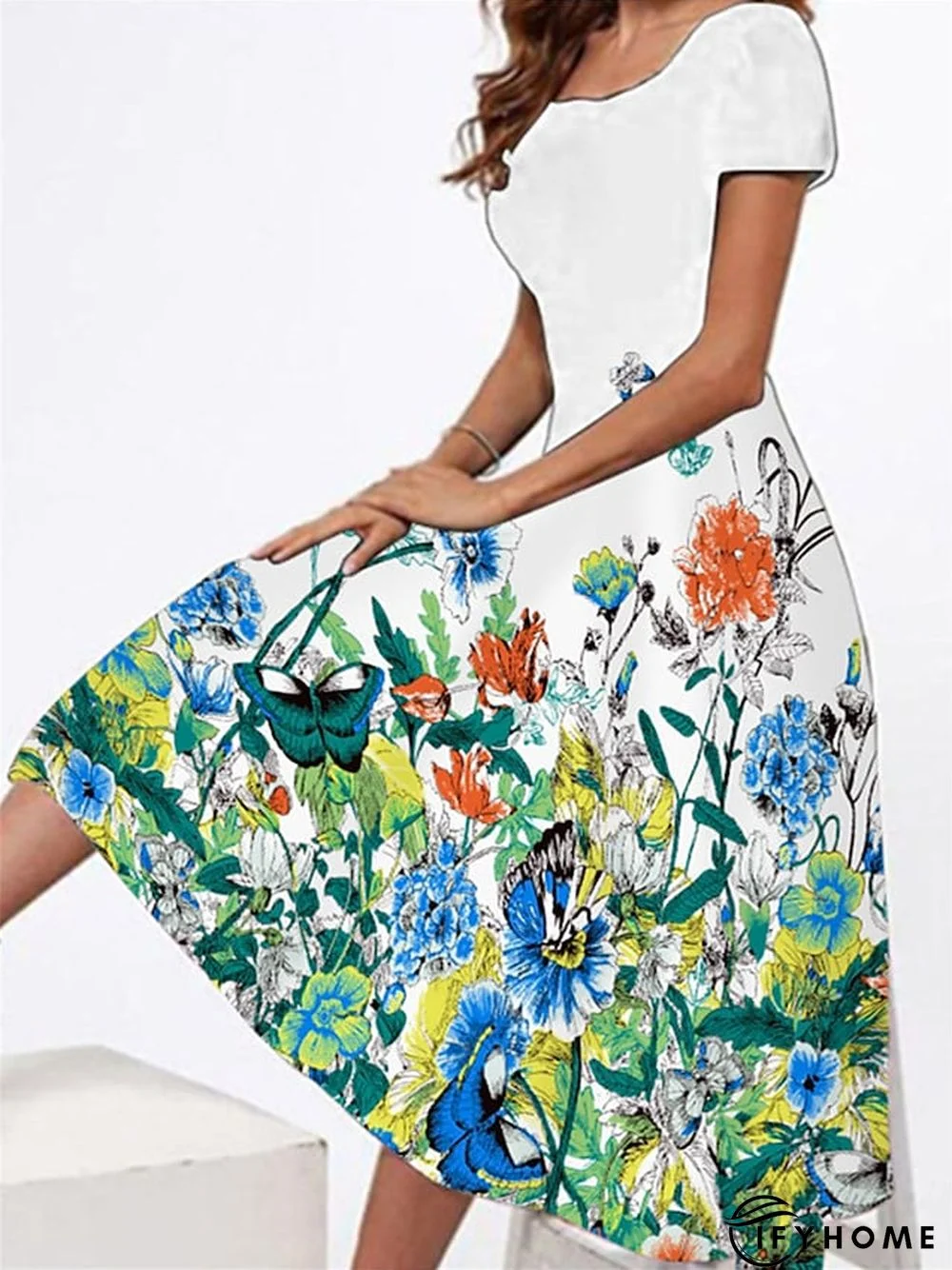 Women's Casual Dress T Shirt Dress Tee Dress Sheath Dress Graphic Floral Print Crew Neck Midi Dress Vintage Elegant Daily Holiday Short Sleeve Regular Fit Pink Red Blue Winter Fall S M L XL XXL | IFYHOME