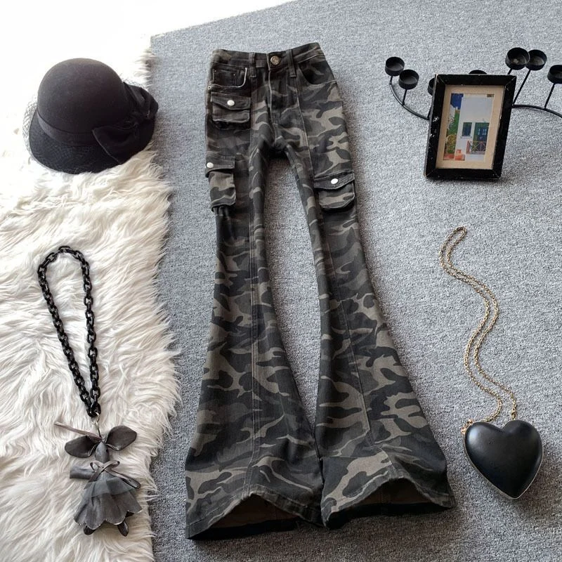 Aonga Pants Streetwear Vintage Women Clothing High Waist Camouflage Joggings Femme Hip Hop Punk Sweatpants Y2k Cargo pants Trousers aonga