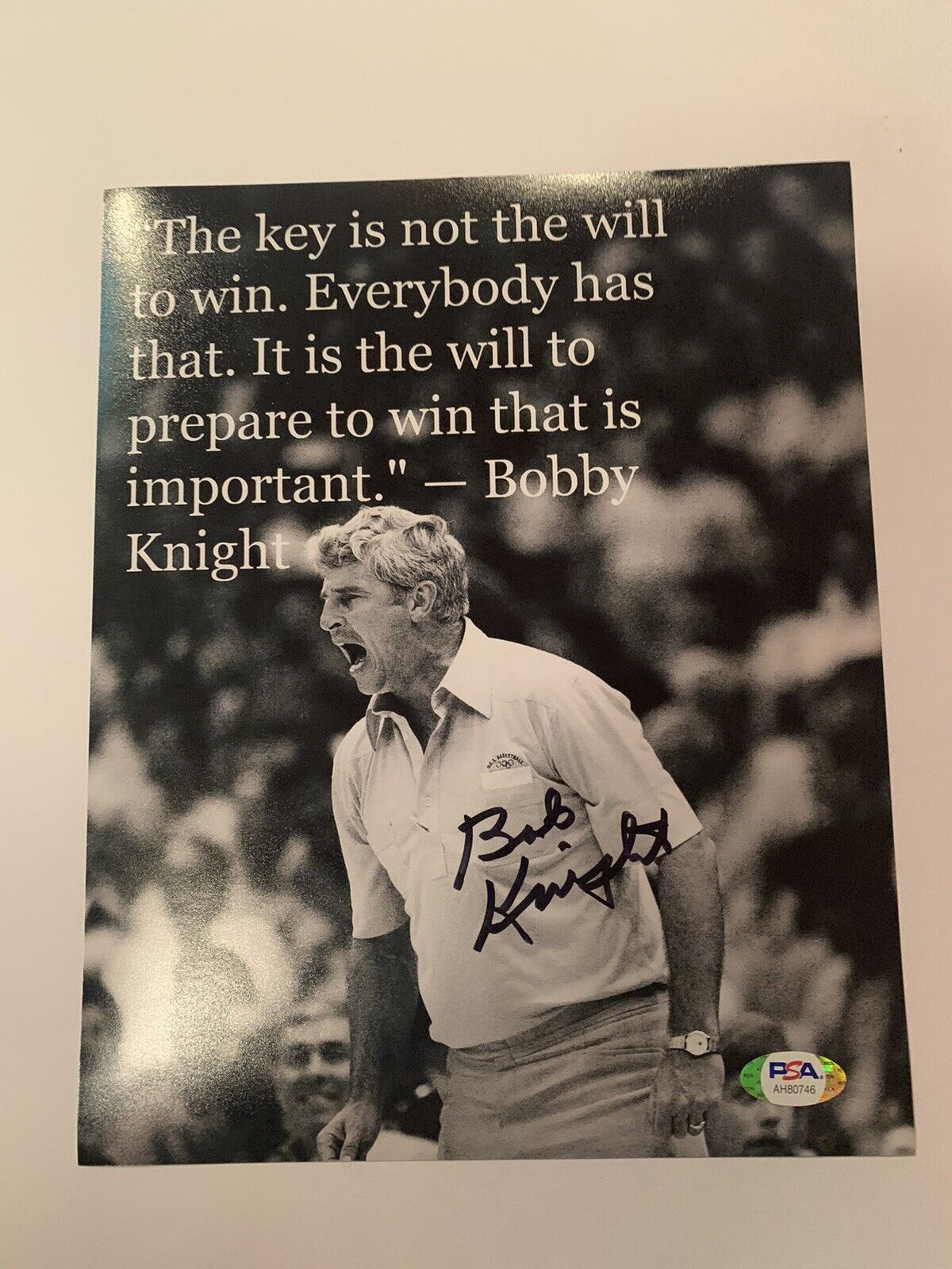 bob knight signed 8x10 Photo Poster painting Psa Cos Pic Auto