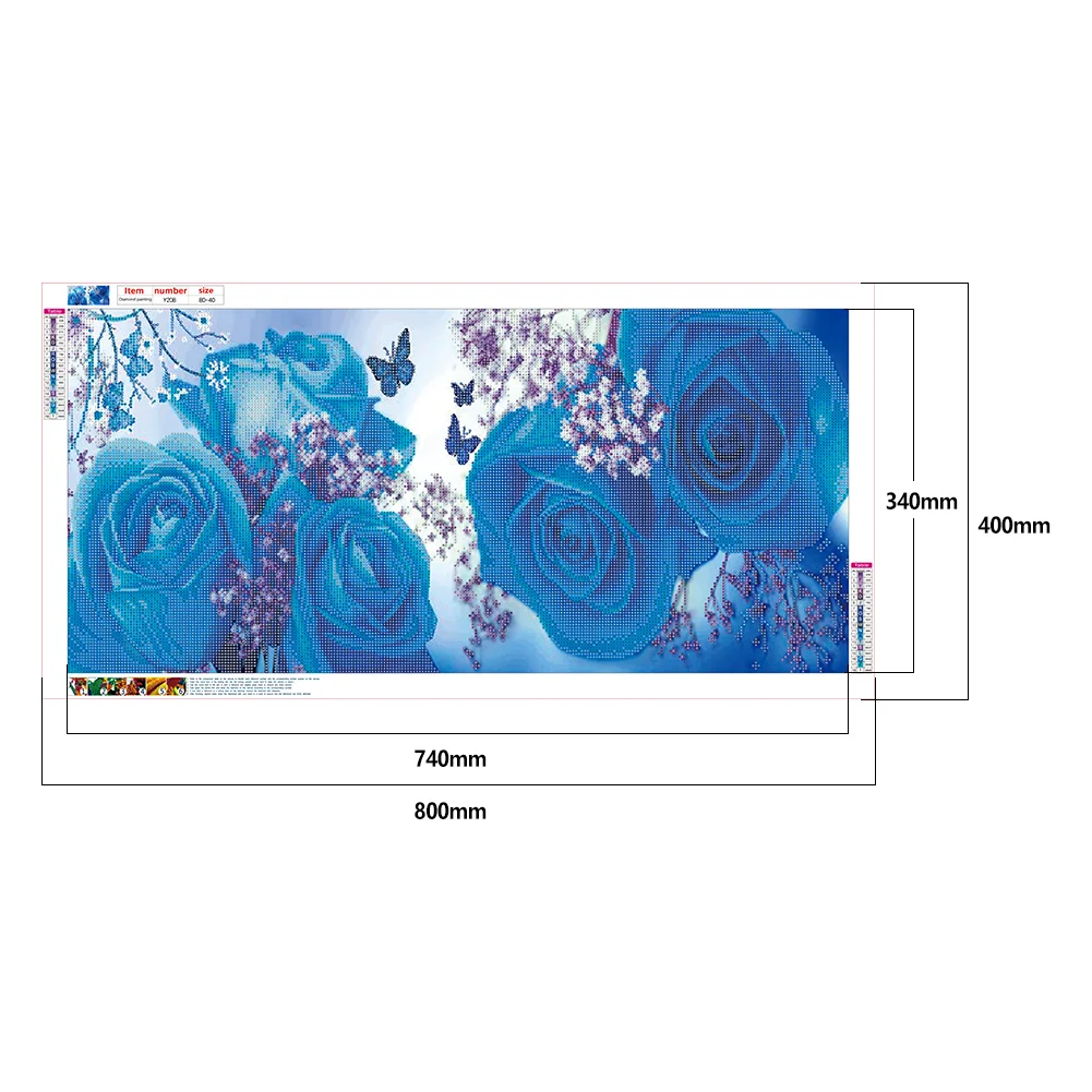 Diamond Painting - Full Round Drill - Bule Rose(80*40cm)