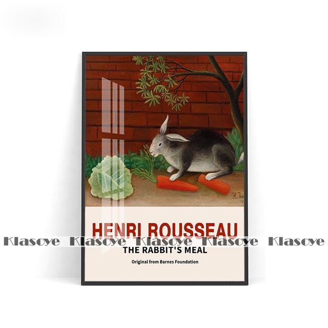 Henri Rousseau Post Impressionism Animal Art Prints Exhibition Museum Poster The Rabbit Meal Retro Canvas Painting Home Decor