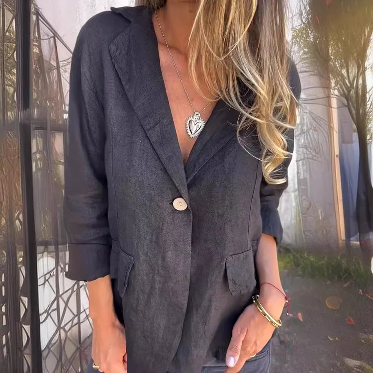 Vintage Button Cotton Linen Jacket