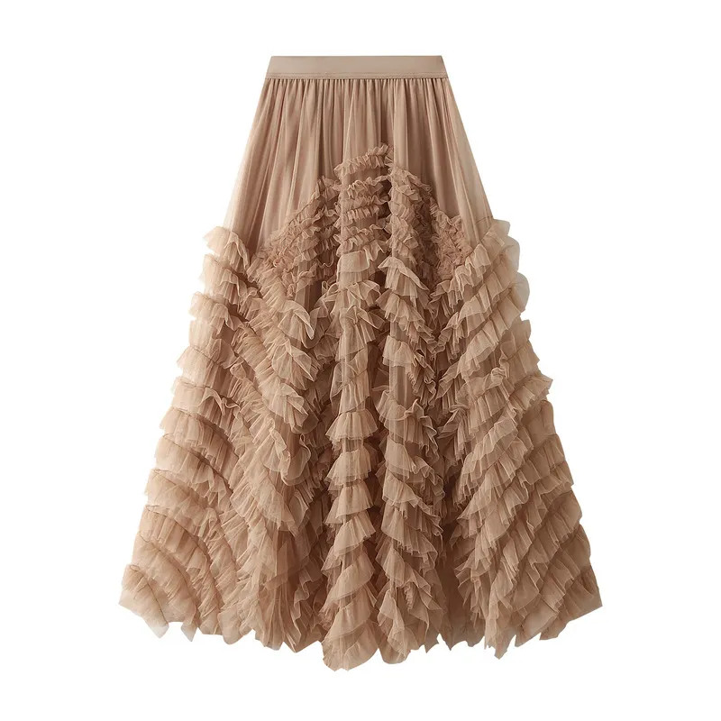 Nigikala Nigikala Sense High-End Mesh Yarn Heavy Industry Super Large Swing Dress Thin Croake Gorgeous Cake Skirt 1380