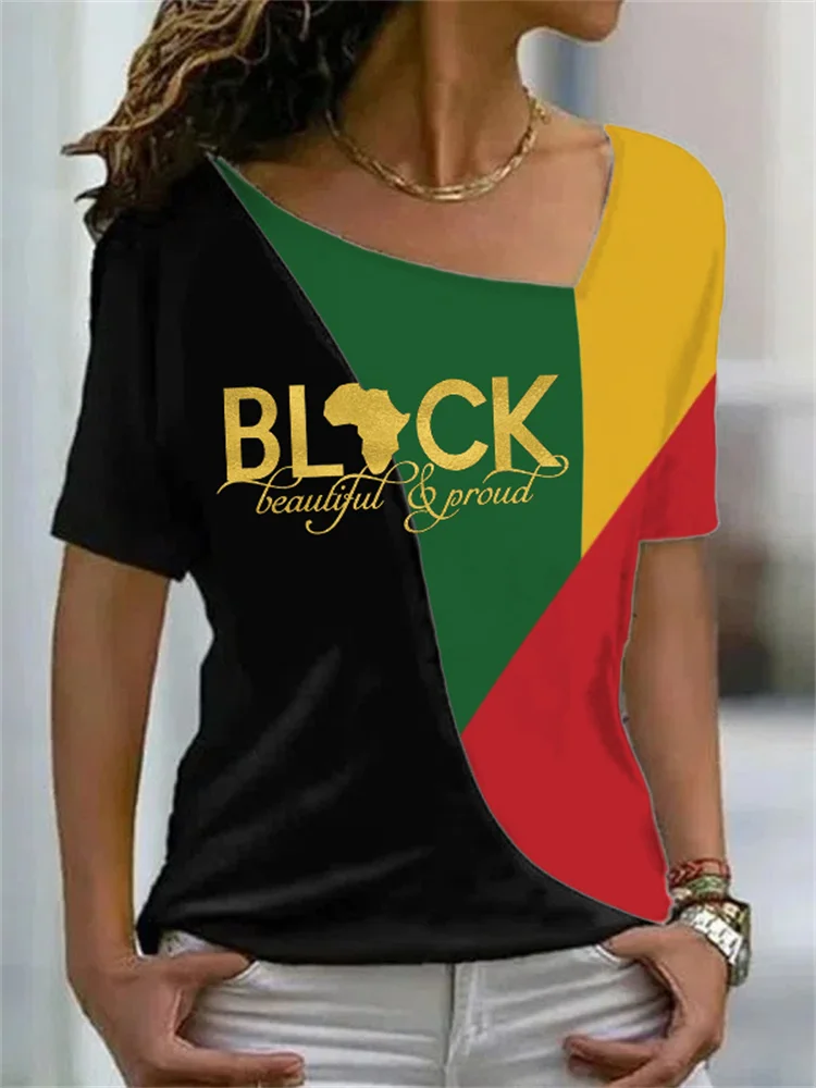 Black Beautiful & Proud Colorblock T Shirt