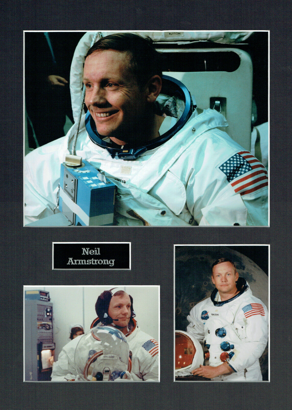 Neil ARMSTRONG Apollo 11 16x12 Mounted Photo Poster painting Astronaut Space Montage