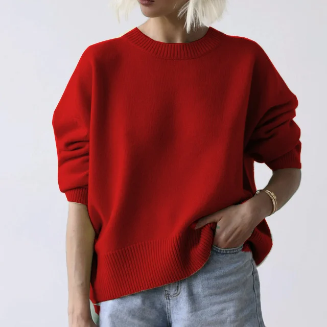 Athvotar Athvotar And Winter Explosion Of Women's Knitted Shirt Round-Neck Solid Color Loose Sweater