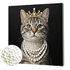 uk.everydayedeals DIY Pearl Painting With Frame - Handmade Self-Adhesive Pearls - Rich Cat(25*25cm)