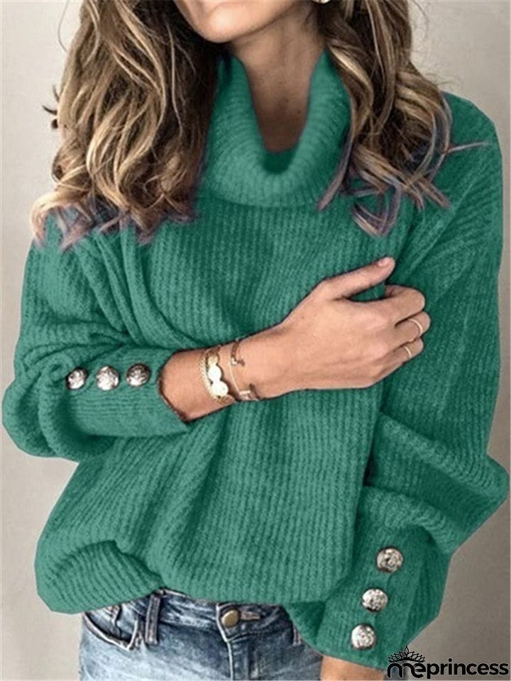 Women's Fashion Casual Solid Color Turtleneck Sweater