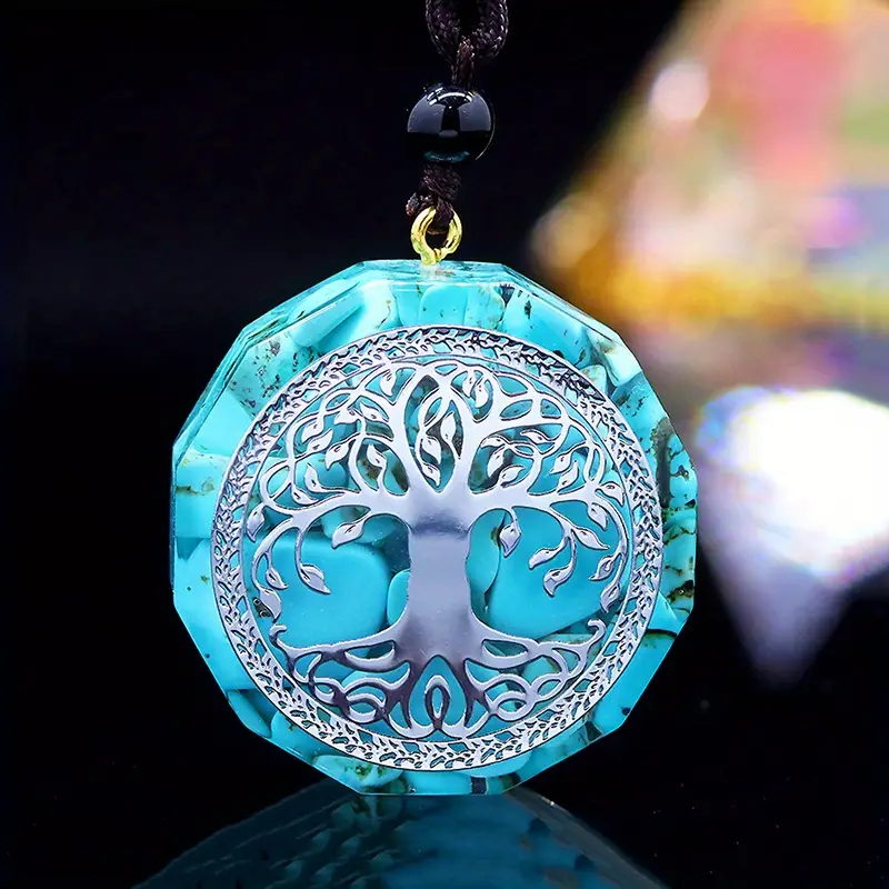 Natural Turquoise Tree of Life Pendant｜Energy Healing Guardian Necklace