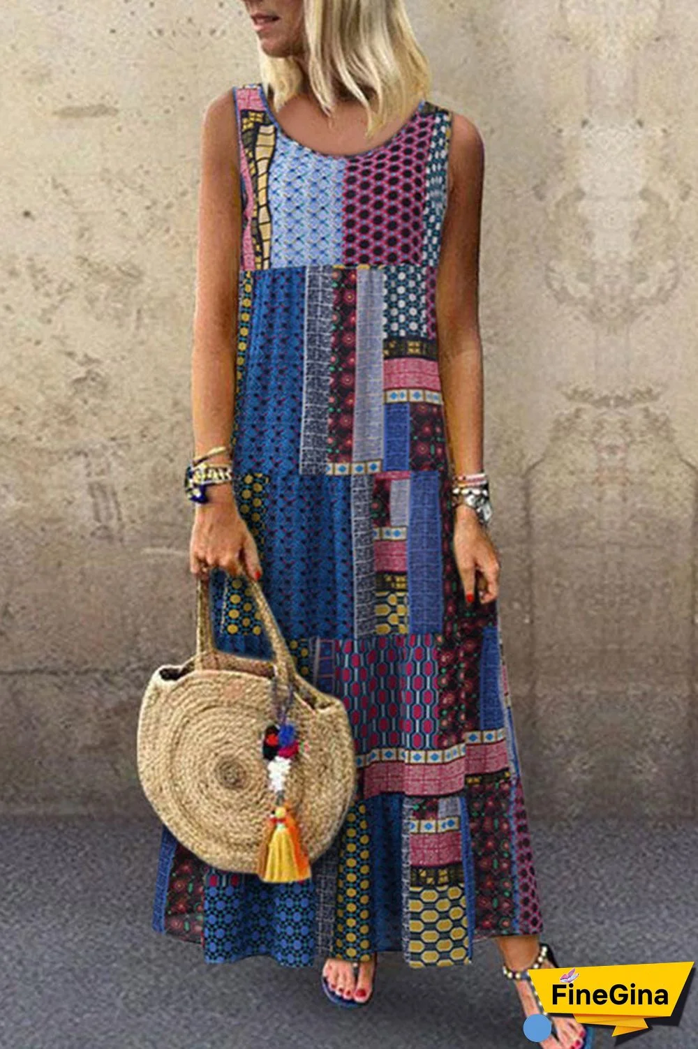 Vacation Geometric Tank Dress