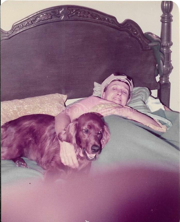 DOG LADY Woman FOUND Photo Poster painting ColorOriginal Snapshot VINTAGE 09 20 Z