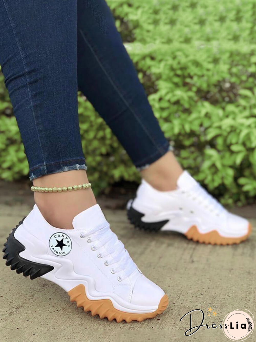 Solid Color Canvas Platform Booster Sneakers