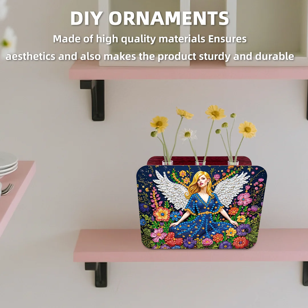 Angel Girl DIY Diamond Painting Wooden Tube Vase for Adults Gift Idea Home Decor