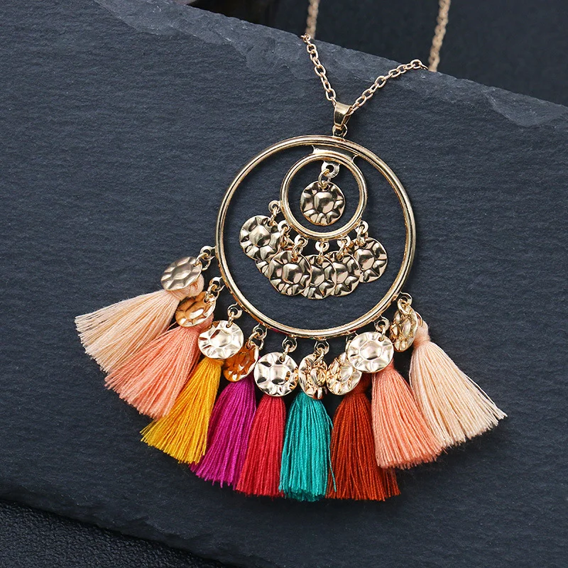Vintage Colorful Fringe Necklace