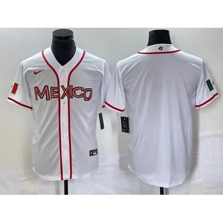 Men's Mexico Baseball Blank 2023 White World Baseball Classic Stitched Jersey RGT9