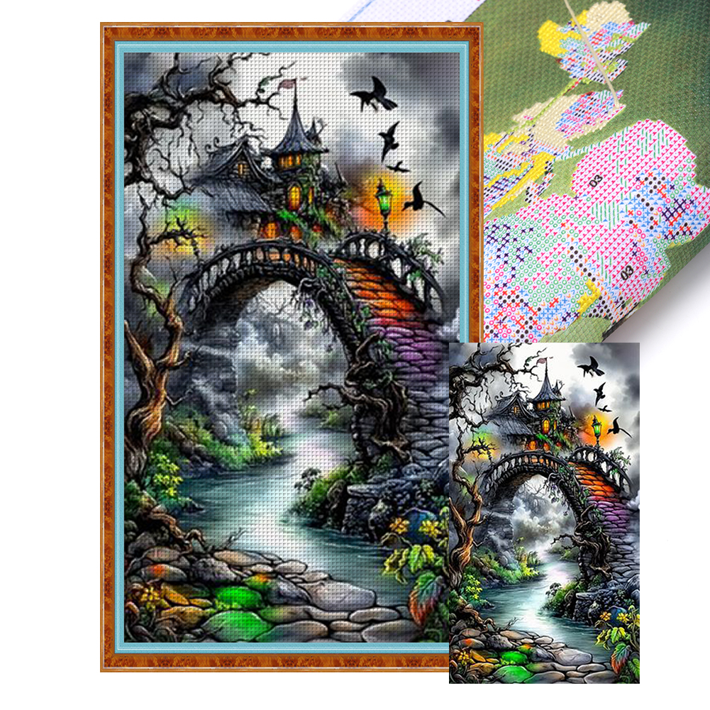 Bridge To The Castle Full 11CT Pre-stamped Canvas(40*70cm) Cross Stitch