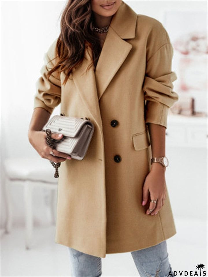 Women's Elegance Double-Breasted Suit Collar Coats