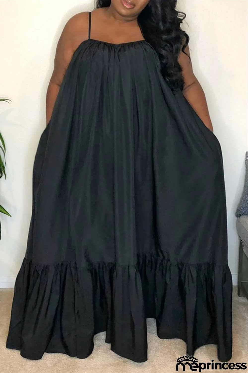 Light Purple Sexy Casual Solid Backless Spaghetti Strap Loose Sling Dress