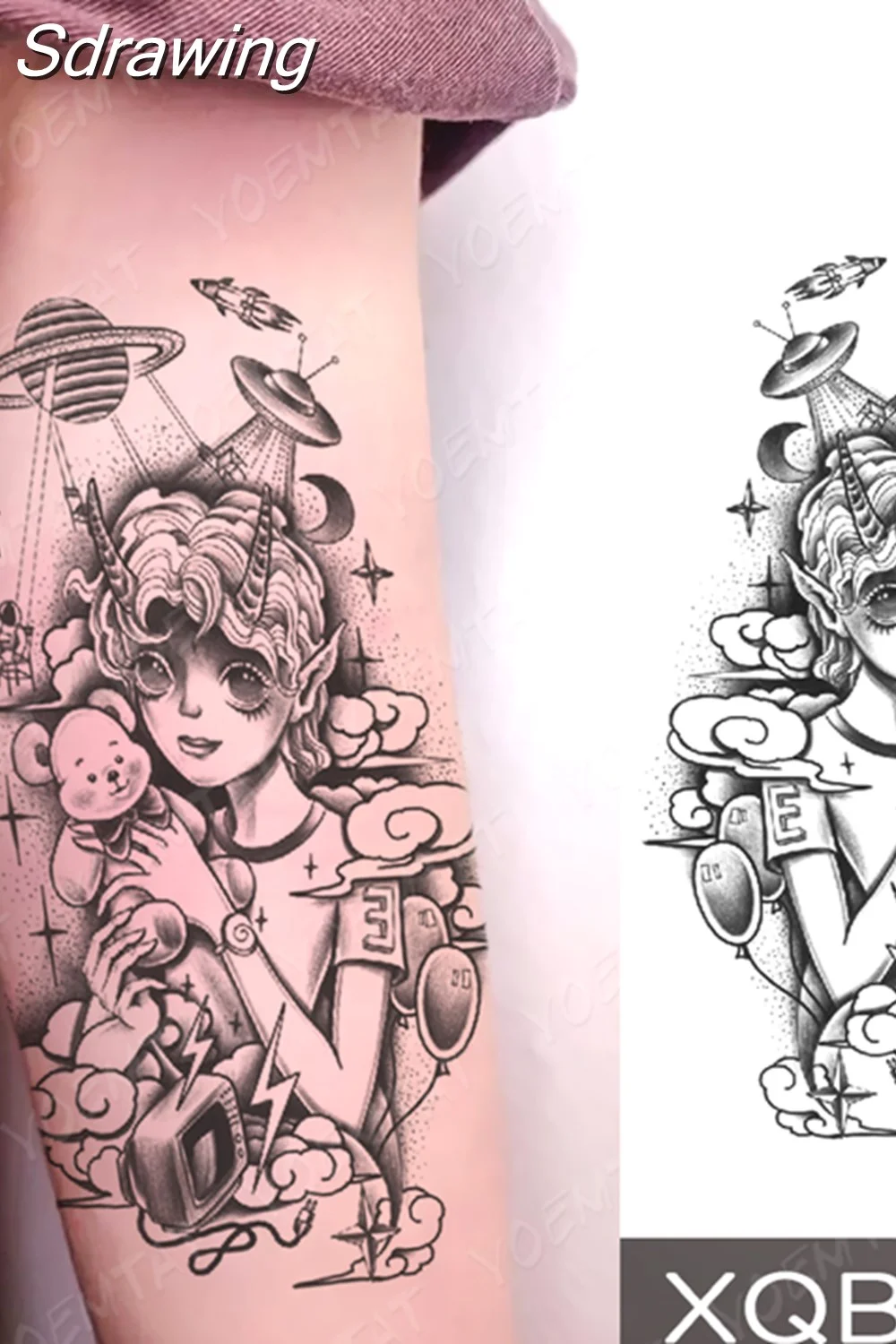 Sdrawing Temporary Tattoo Sticker Butterfly Flower Totem Flash Tatto Y2k Style Body Art Arm Leg Waist Fake Tatoo Men Women