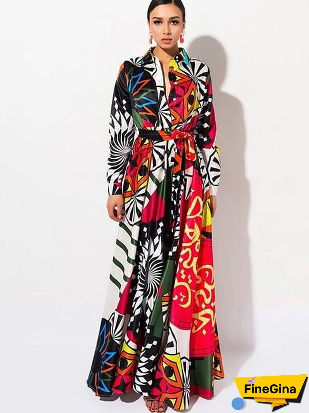 Women's Swing Dress Maxi long Dress - Long Sleeve Print Patchwork Print Summer Square Neck Elegant Sexy Going out Slim Red S M L XL