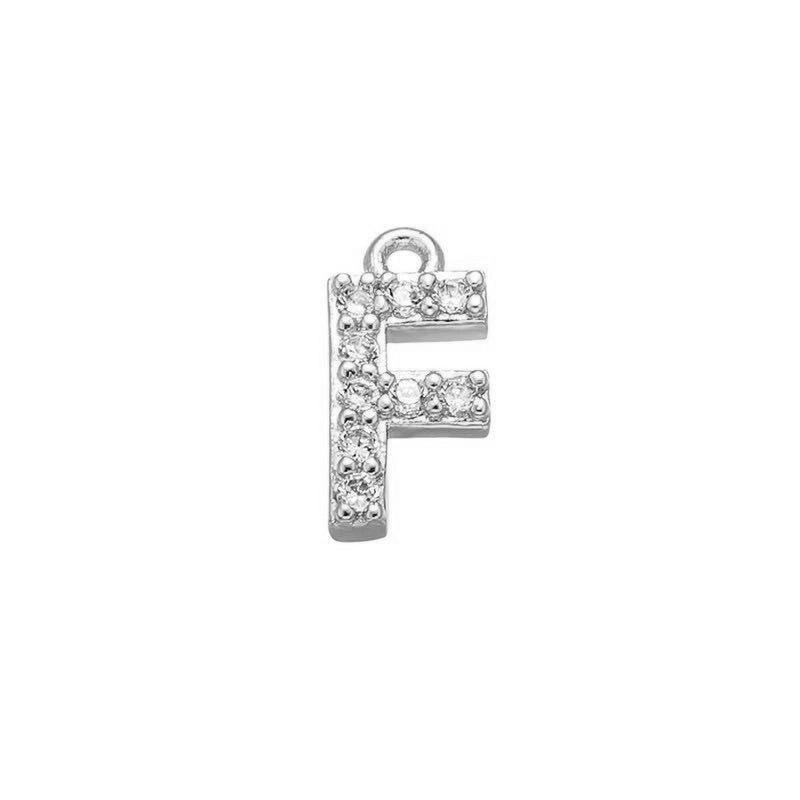 1 Piece 925 Sterling Silver Zircon 22K Gold Plated Rhodium Plated Letter Pendant Charms