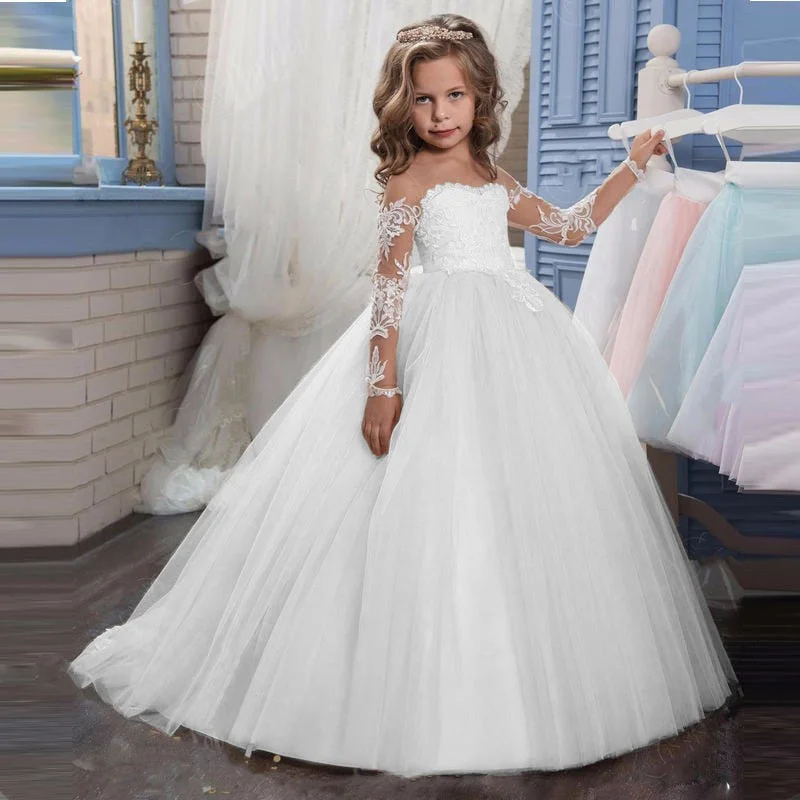 2022 Bridesmaid Costume Dress For Girls Children Long Lace Princess Party Wedding Children's Dress Clothes for Teenager 10 12 Y