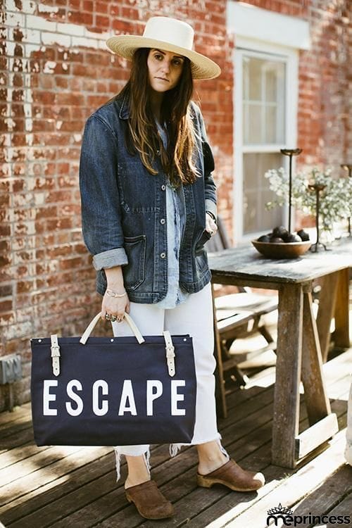 Letter Leather Buckle Travel Bag