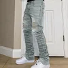 Retro ripped street hip-hop trendy casual distressed raw edge jeans
