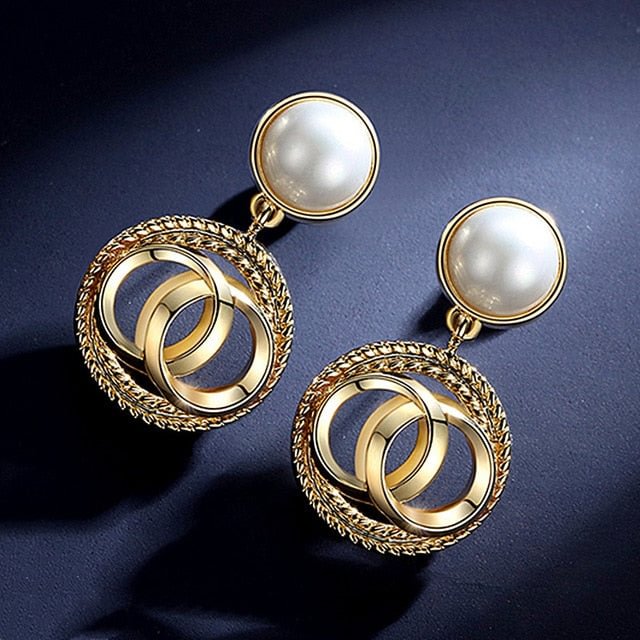 YOY-New Fashion Korean Oversized White Pearl Drop Earrings
