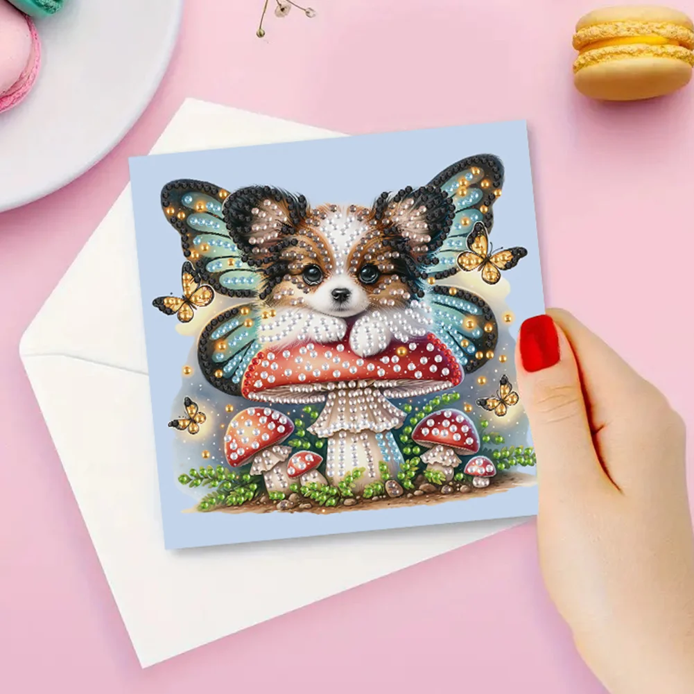 6Pcs 5D DIY Dog Diamond Painting Greeting Card Craft for Friend Family Lover