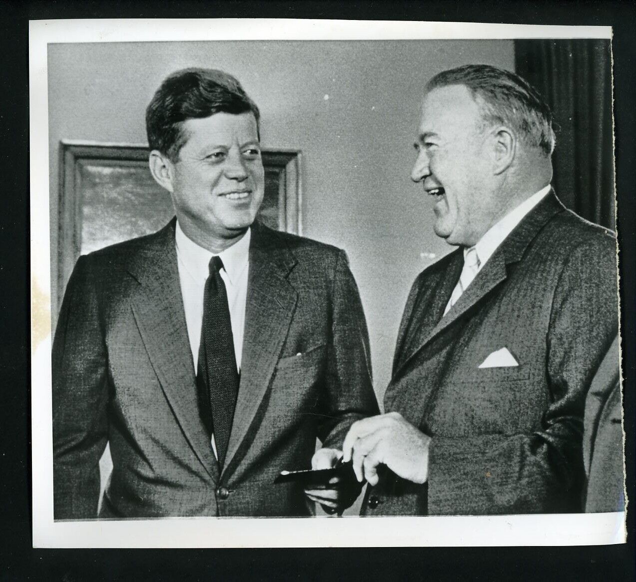 President John Kennedy & Joe Cronin 1962 Press Wire Photo Poster painting Red Sox Senators