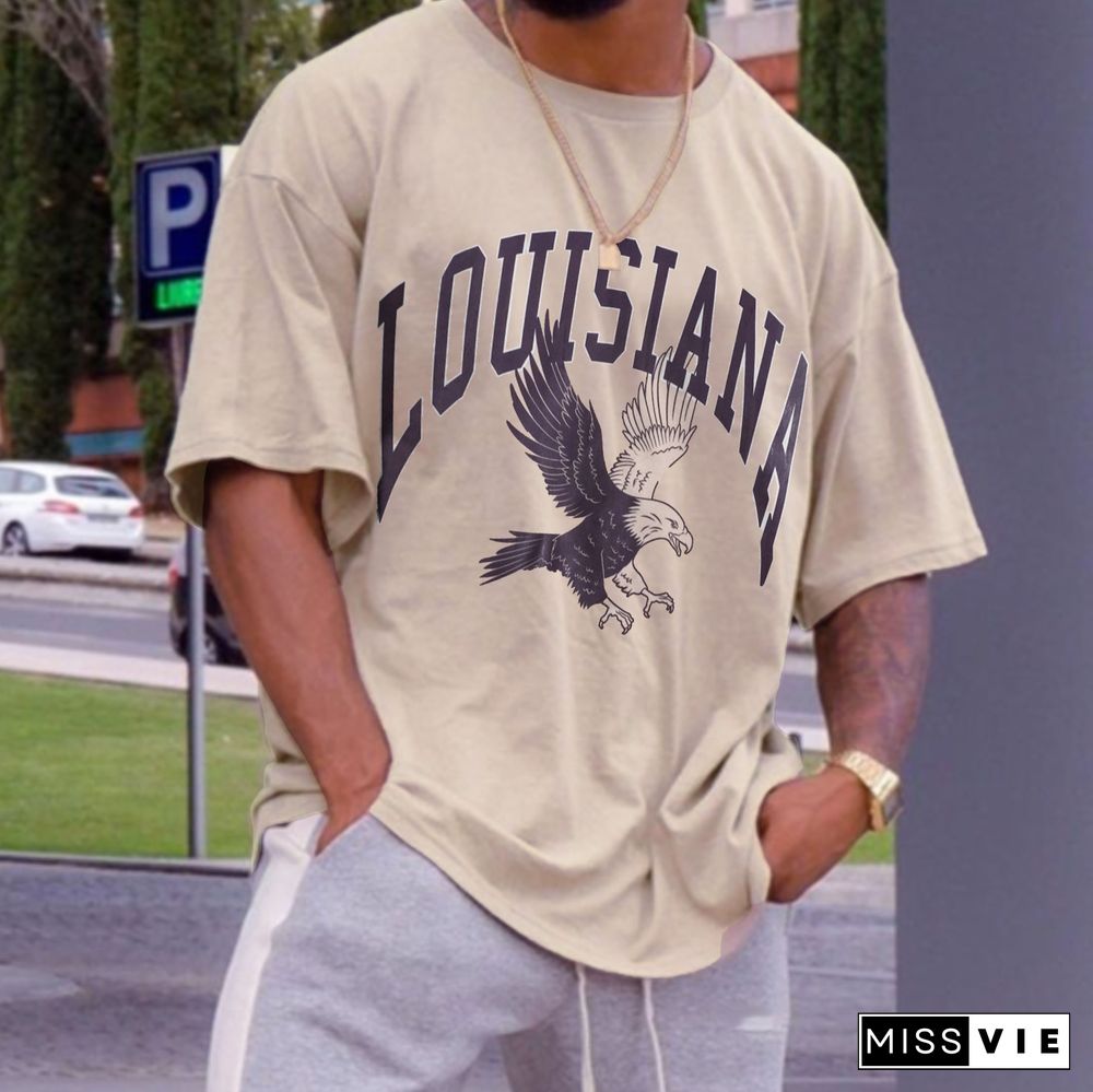Vintage Oversized Louisiana Eagle Men's T-Shirt