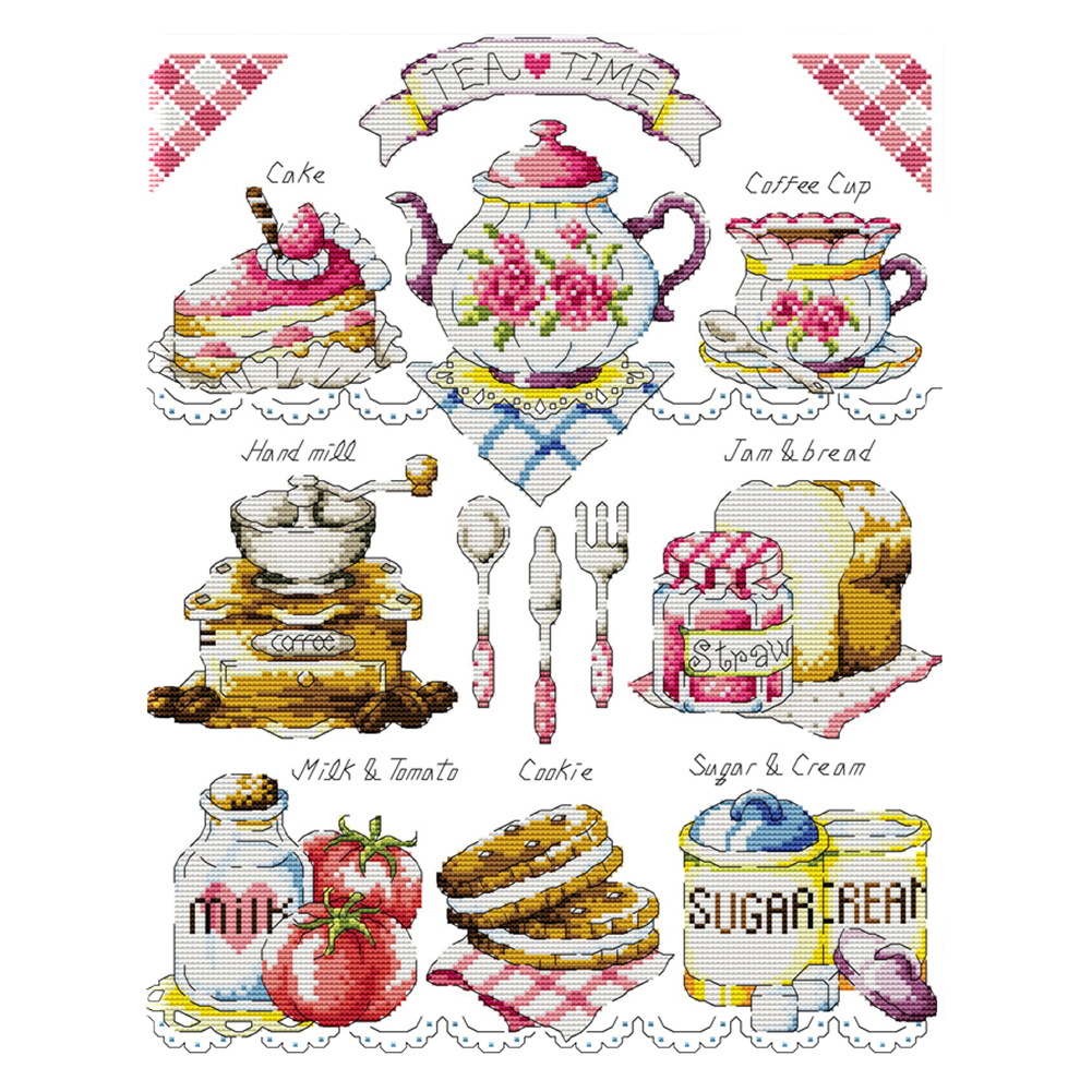 

Tea Time - 14CT Stamped Cross Stitch - 36*44CM, 501 Original