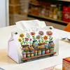 Colorful Flowers DIY PULeather Diamond Painting Tissue Box for Adults Beginners Large Size Diamond Art Paper Storage Holder for Living Room Bedroom Bathroom Table Decor