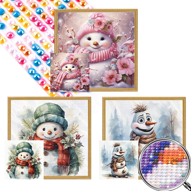  6 Pcs Christmas Winter Snowman Diamond Painting Kits