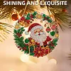 5D Crystal Gem Painting Kit Santa Wreath Window Hanging 9.45x9.45in