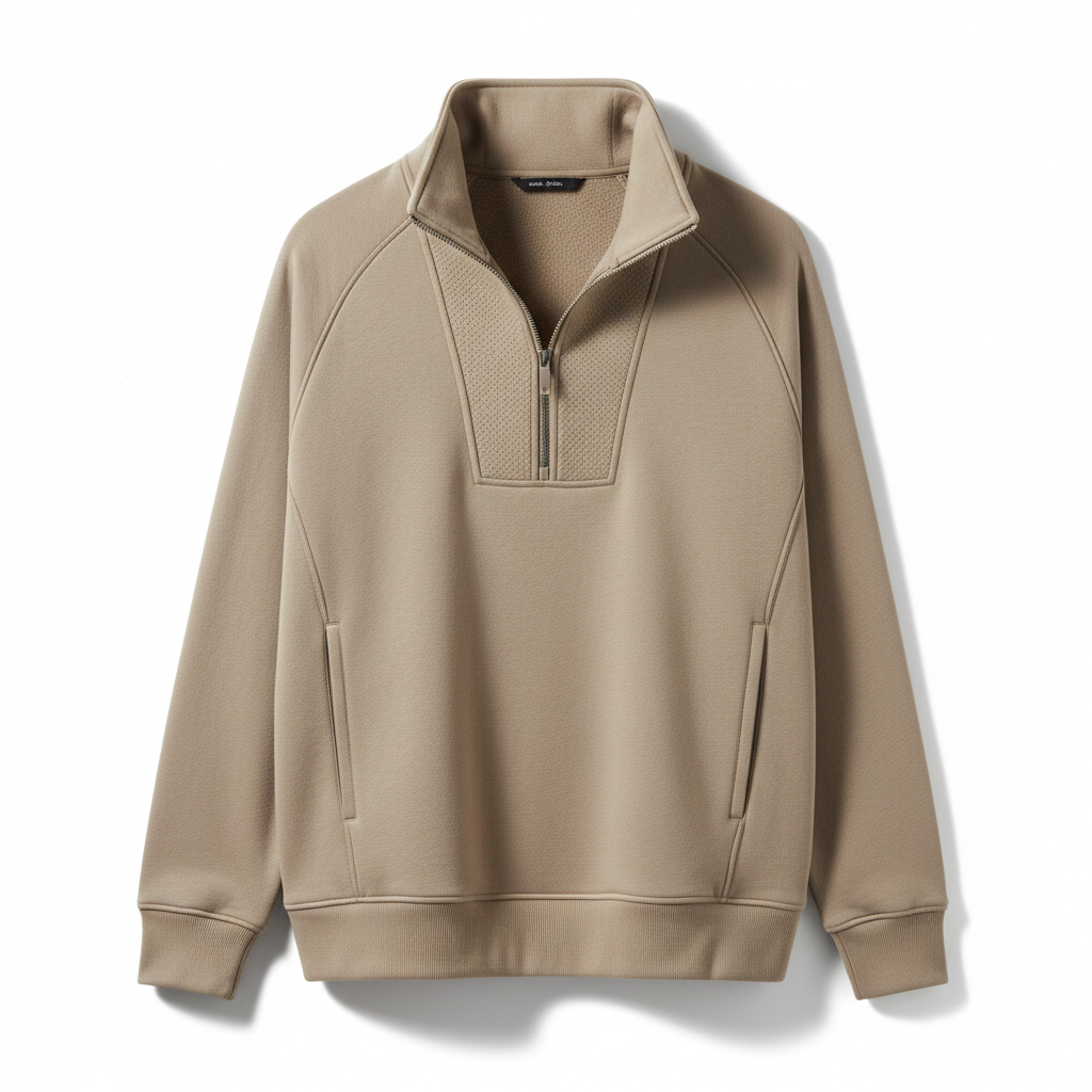 thesupersurf Casual Khaki Half-Zip Sweatshirt 