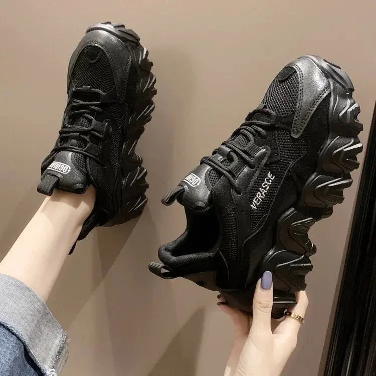 Vstacam 2022 Platform Spring Lady Sneakers Women Shoes Fashion Female Black Sneakers With High Sole Shoes Women High Top Chunky Sneaker