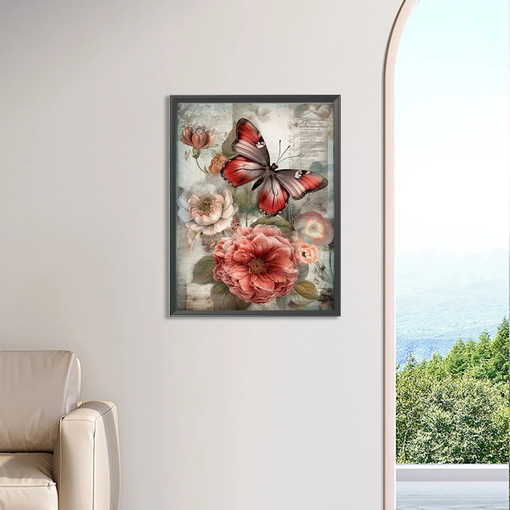 Diamond Painting - Full Square Drill - Butterfly Flower(Canvas|30*40cm)
