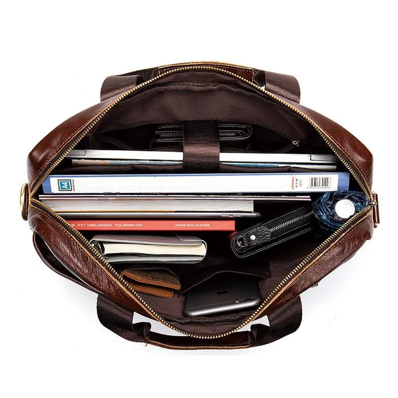 Mens Business Briefcase Vintage Leather Shoulder Bag