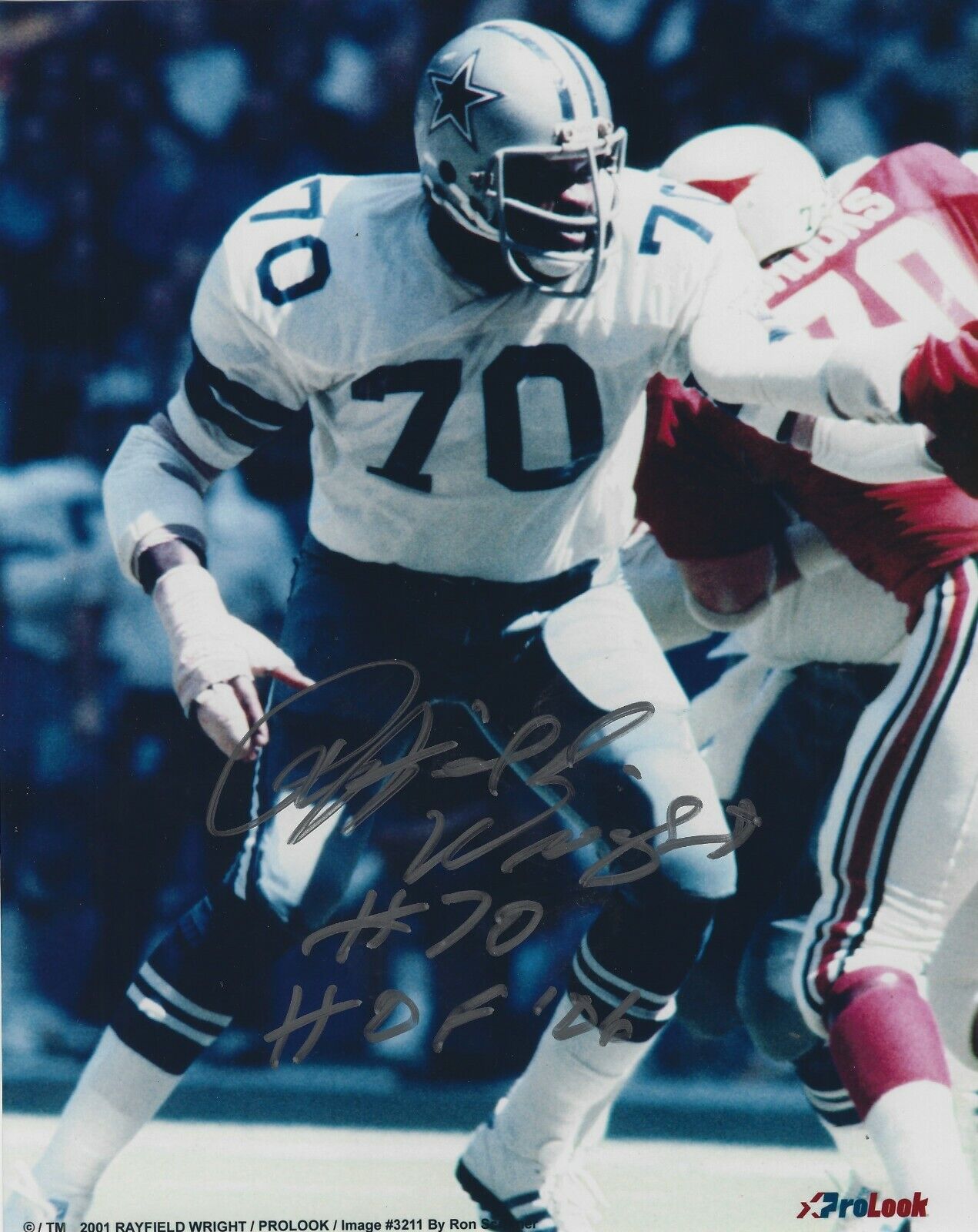 Signed 8x10 RAYFIELD WRIGHT HOF 06 Dallas Cowboys Autographed Photo Poster painting - w/COA