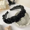 Elegant Black White Scrunched Satin Hair Bands