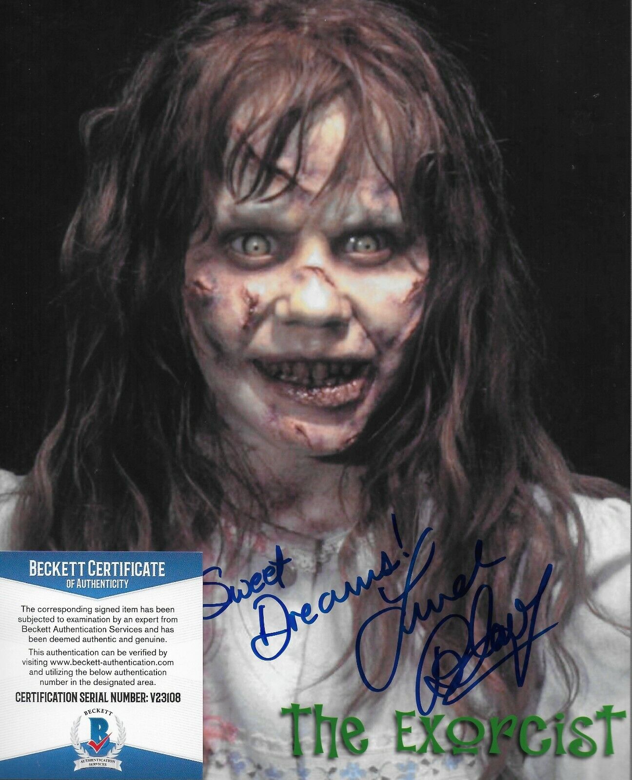 Linda Blair Signed 8x10 Photo Poster painting w/Beckett COA #5 - REGAN from The Exorcist