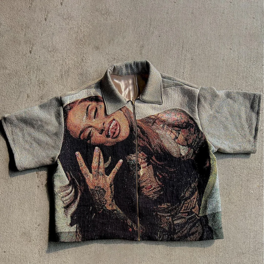 Retro Tapestry Hip Hop Fashion Short Sleeve Jacket